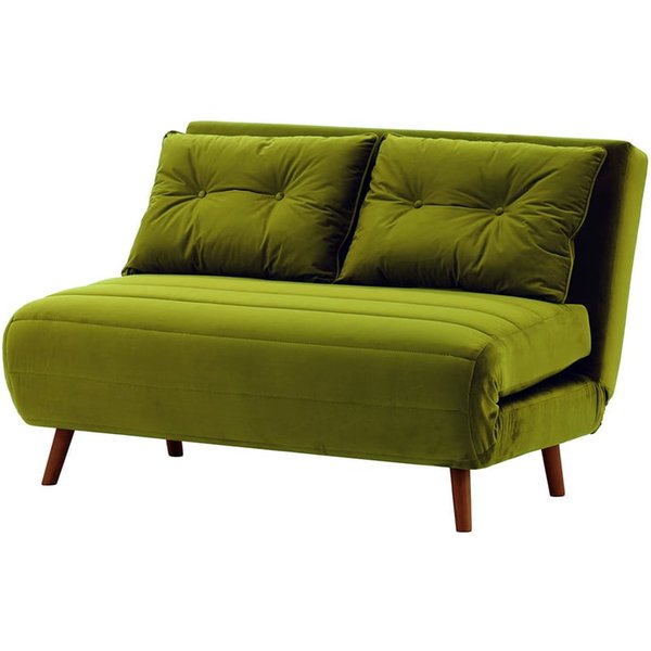 Flic Double Sofa Bed - width 120 cm, olive green, Leg colour: aveo