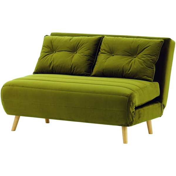 Flic Double Sofa Bed - width 120 cm, olive green, Leg colour: like oak