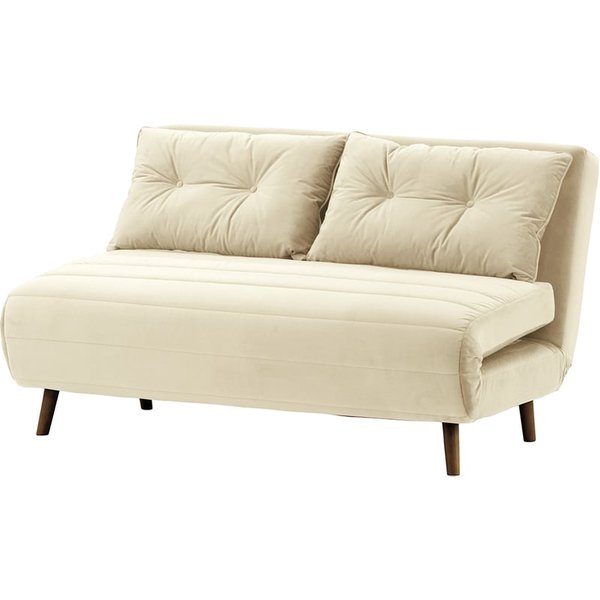 Flic Large Double Sofa Bed - width 142 cm, light beige, Leg colour: dark oak