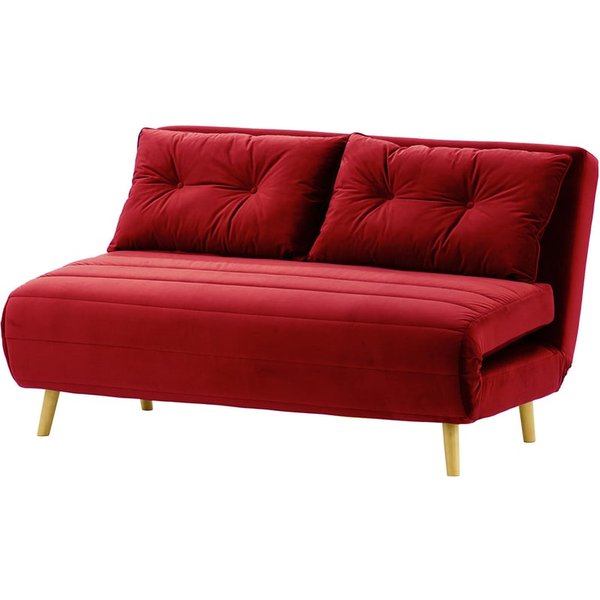 Flic Large Double Sofa Bed - width 142 cm, dark red, Leg colour: like oak