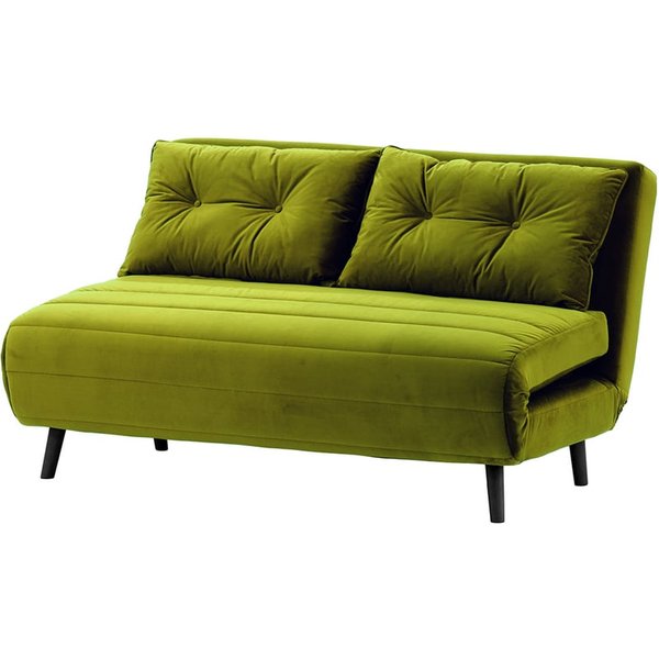Flic Large Double Sofa Bed - width 142 cm, olive green, Leg colour: black