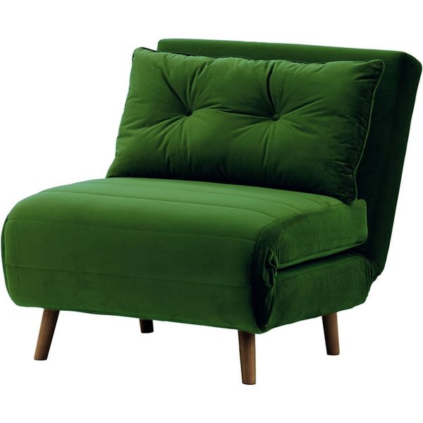 Flic Single Sofa Bed Chair - width 77 cm, dark green, Leg colour: dark oak