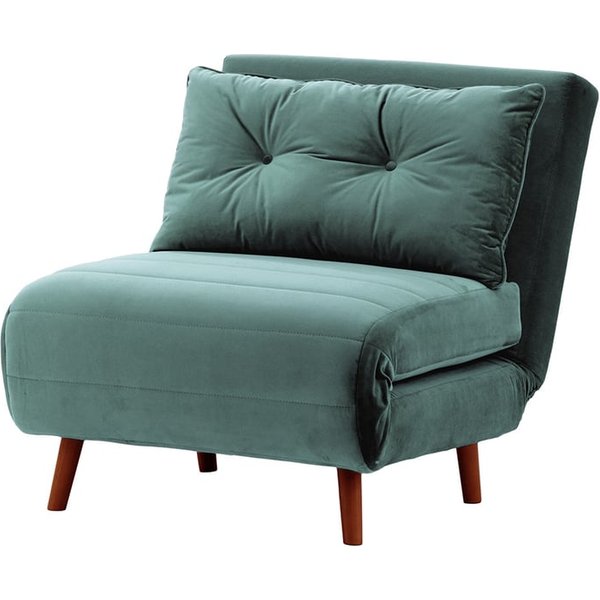 Flic Single Sofa Bed Chair - width 77 cm, dirty blue, Leg colour: aveo