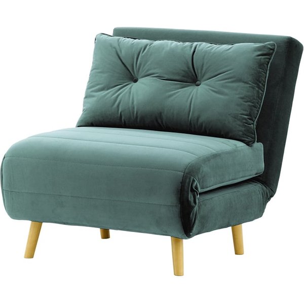 Flic Single Sofa Bed Chair - width 77 cm, dirty blue, Leg colour: like oak