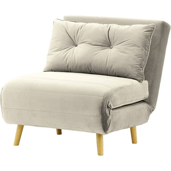 Flic Single Sofa Bed Chair - width 77 cm, silver, Leg colour: like oak