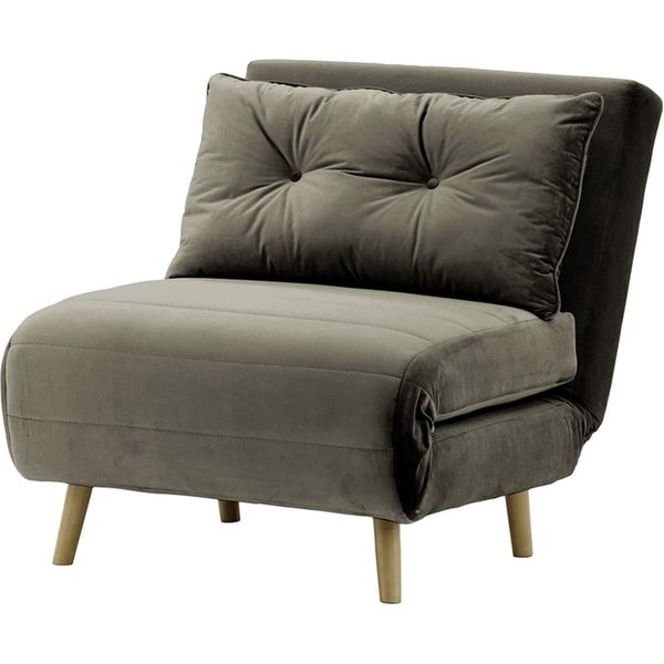 Flic Single Sofa Bed Chair - width 77 cm, graphite, Leg colour: wax black