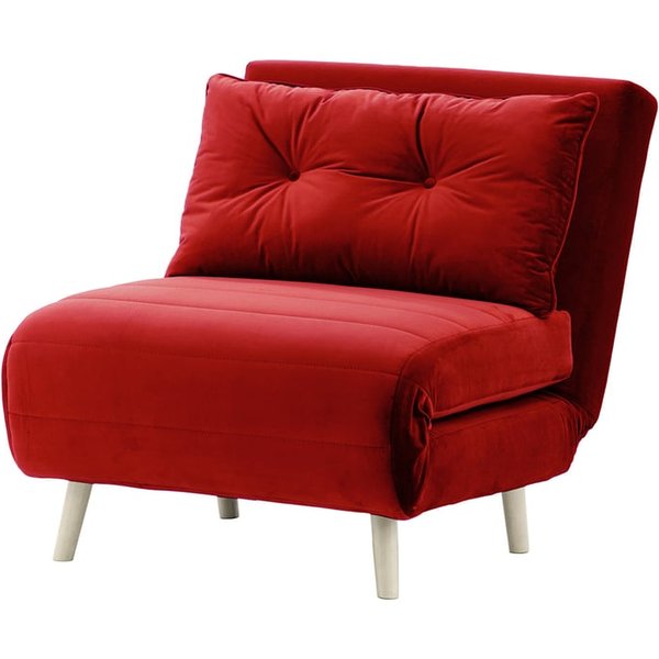 Flic Single Sofa Bed Chair - width 77 cm, dark red, Leg colour: white