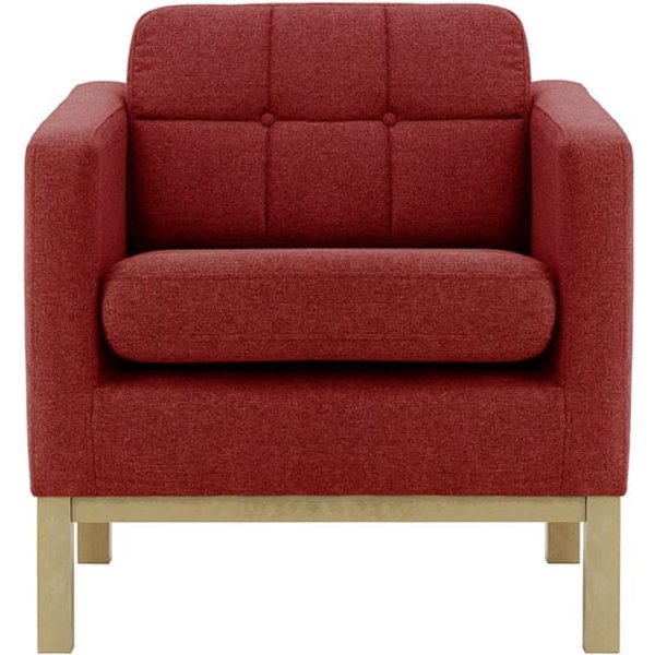 Normann Armchair, red, Leg colour: wax black