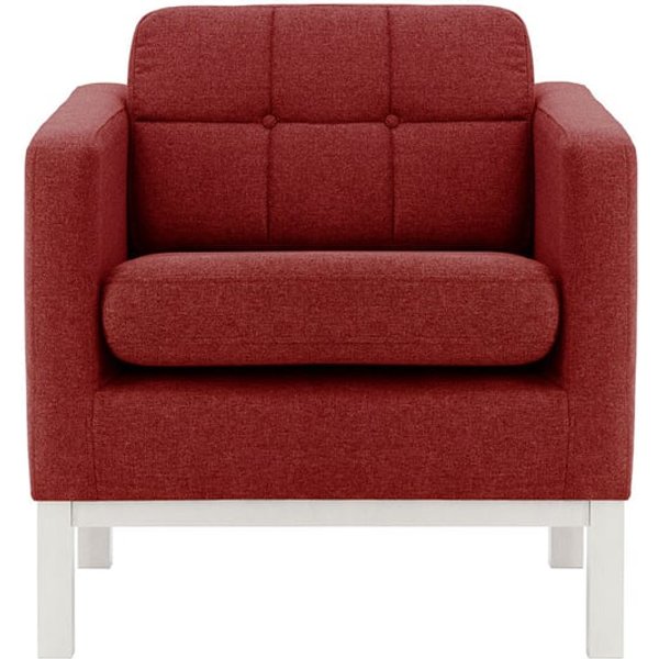 Normann Armchair, red, Leg colour: white