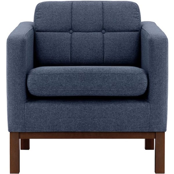 Normann Armchair, navy blue, Leg colour: dark oak