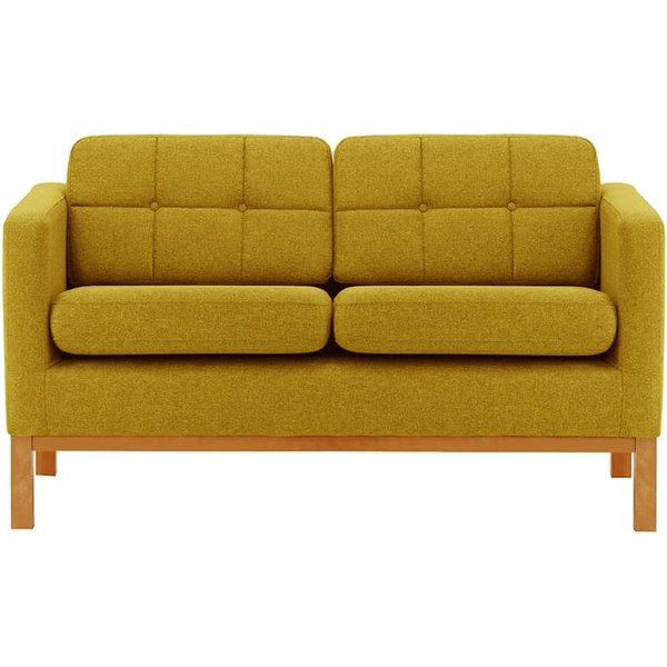 Normann 2 Seater Sofa, mustard, Leg colour: aveo