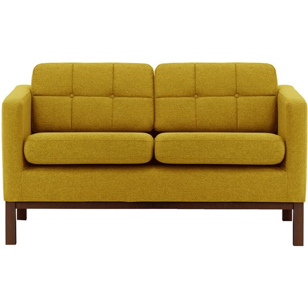 Normann 2 Seater Sofa, mustard, Leg colour: dark oak