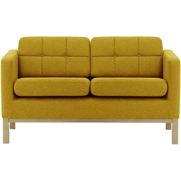 Normann 2 Seater Sofa, mustard, Leg colour: wax black