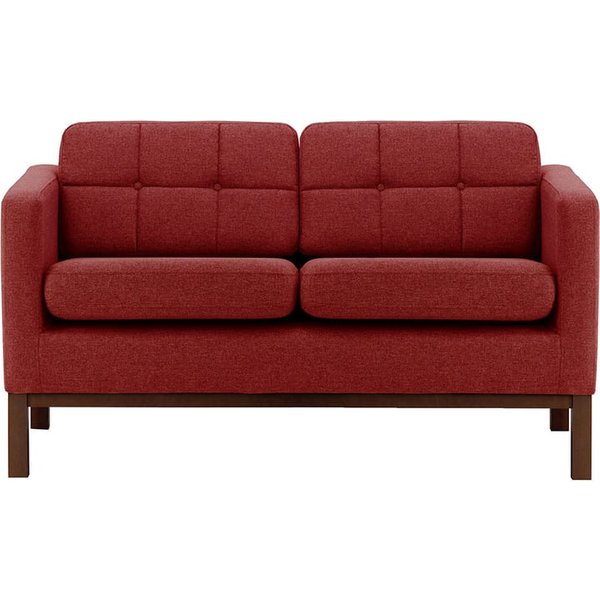 Normann 2 Seater Sofa, red, Leg colour: dark oak