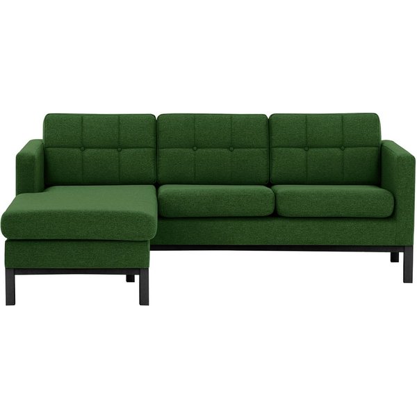 Normann Left Hand Corner Sofa, dark green, Leg colour: black