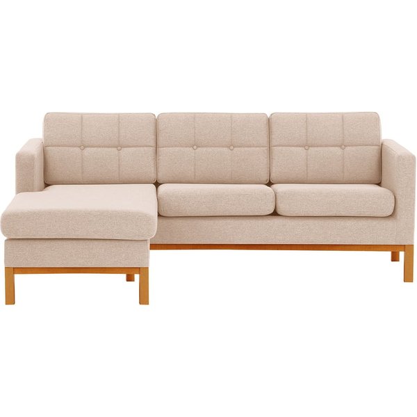 Normann Left Hand Corner Sofa, pastel pink, Leg colour: aveo