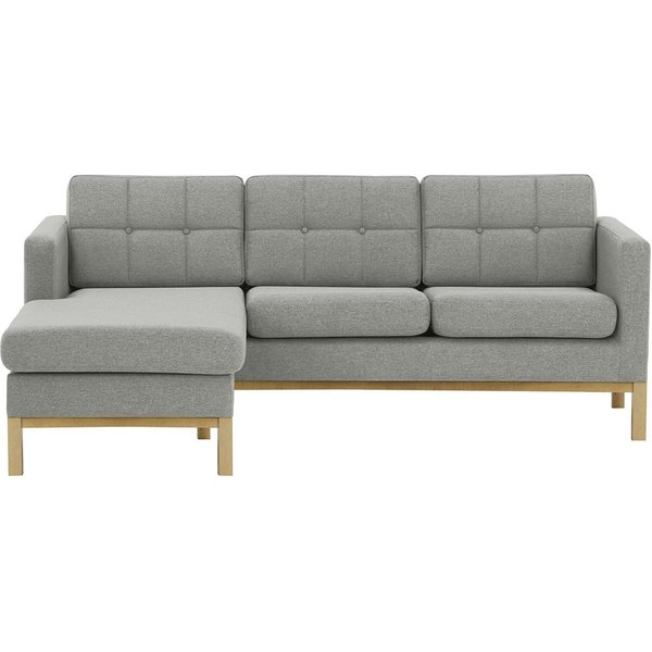 Normann Left Hand Corner Sofa, light grey, Leg colour: wax black