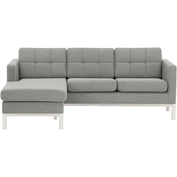 Normann Left Hand Corner Sofa, light grey, Leg colour: white