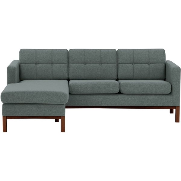 Normann Left Hand Corner Sofa, dark grey, Leg colour: dark oak