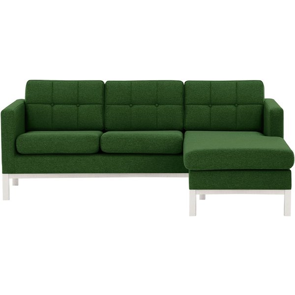 Normann Right Hand Corner Sofa, dark green, Leg colour: white