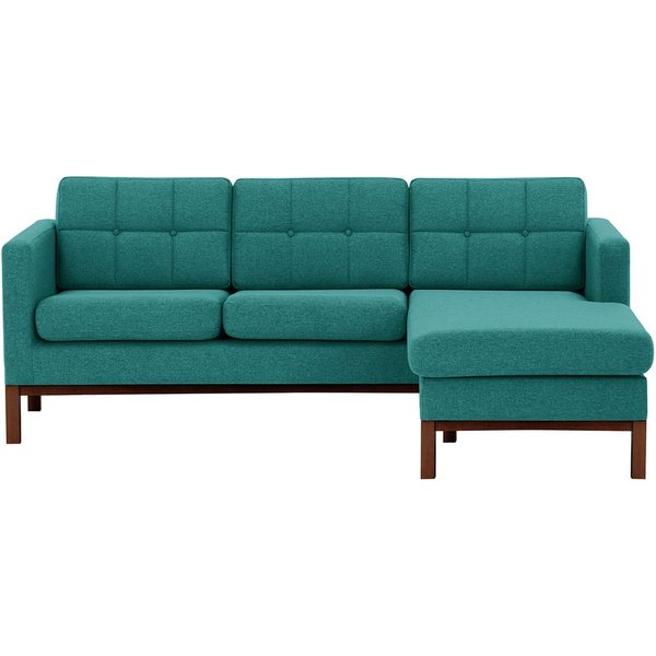 Normann Right Hand Corner Sofa, turquoise, Leg colour: dark oak