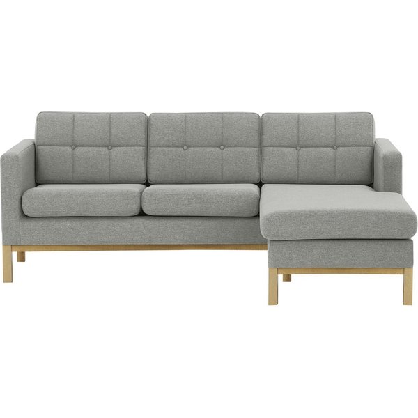 Normann Right Hand Corner Sofa, light grey, Leg colour: wax black