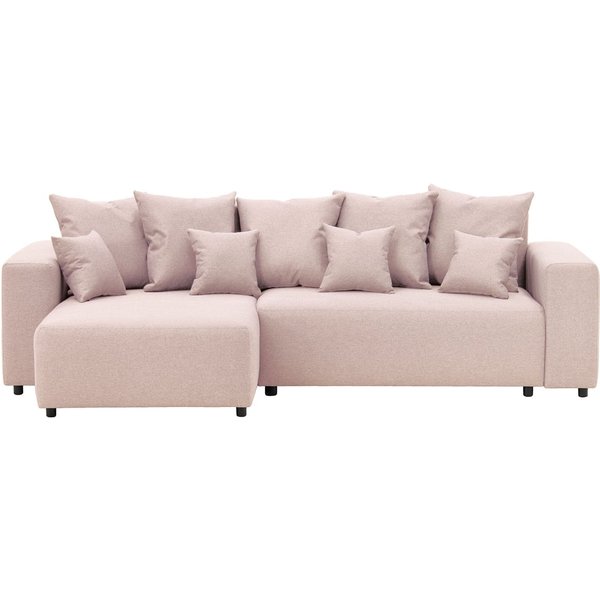 Homely Left Hand Corner Sofa Bed, pastel pink