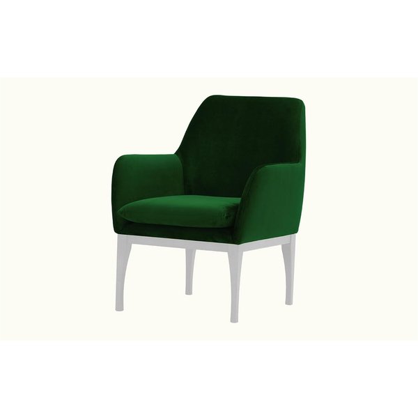 Beca Armchair with Wooden Legs, dark green, Leg colour: white