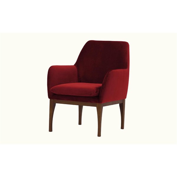 Beca Armchair with Wooden Legs, dark red, Leg colour: dark oak
