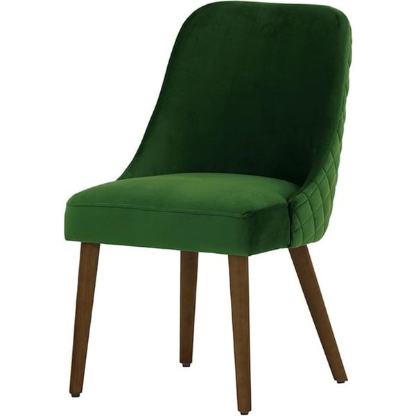 Albion Dining Chair with Stitching, dark green, Leg colour: dark oak