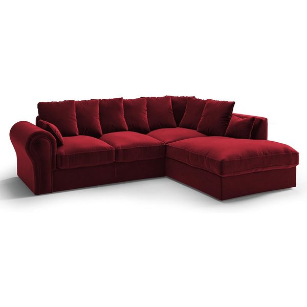 Baron Right Hand Corner Sofa, dark red