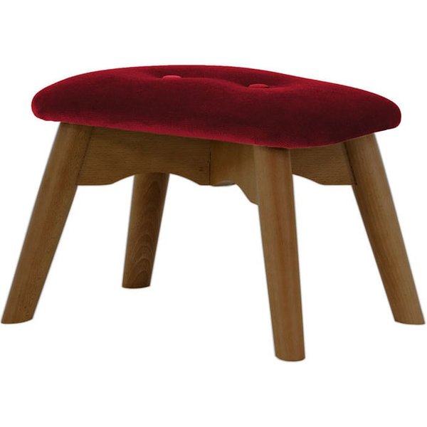 Ducon Mini Velvet Children's Footstool, dark red, Leg colour: dark oak