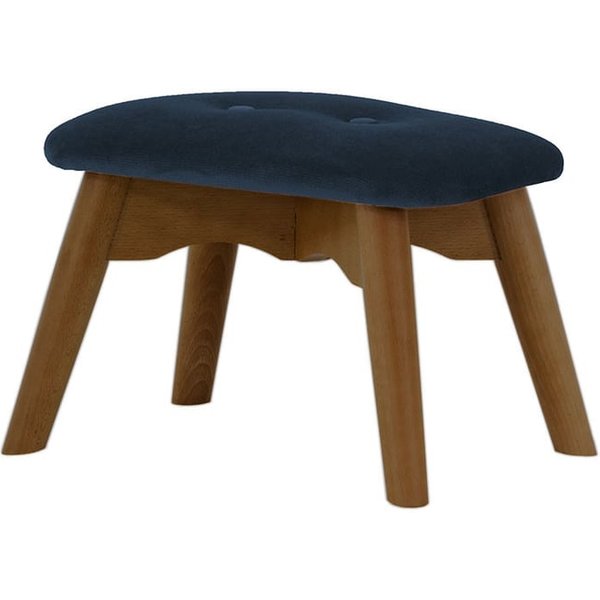 Ducon Mini Velvet Children's Footstool, navy blue, Leg colour: dark oak