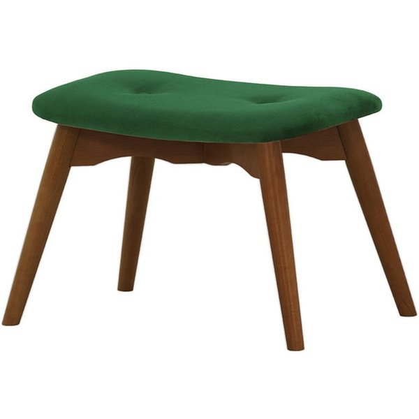 Ducon Velvet Footstool, green, Leg colour: dark oak