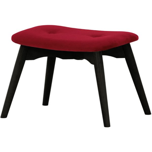 Ducon Velvet Footstool, dark red, Leg colour: black