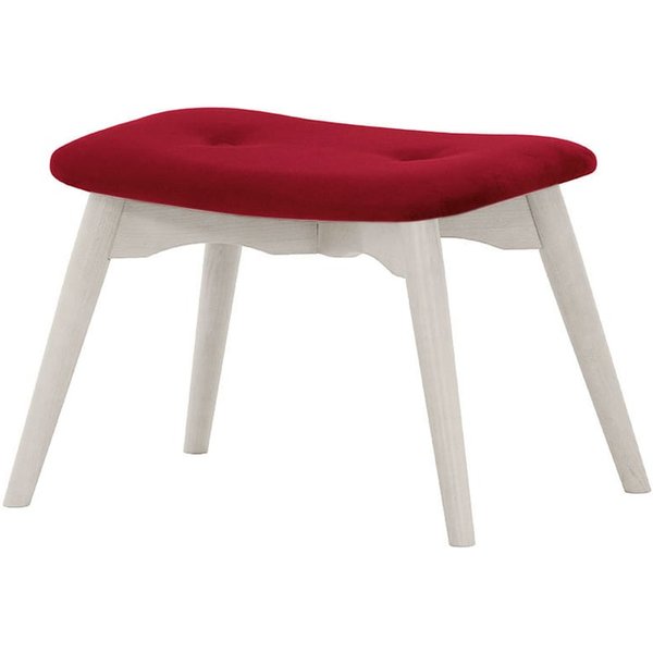 Ducon Velvet Footstool, dark red, Leg colour: white