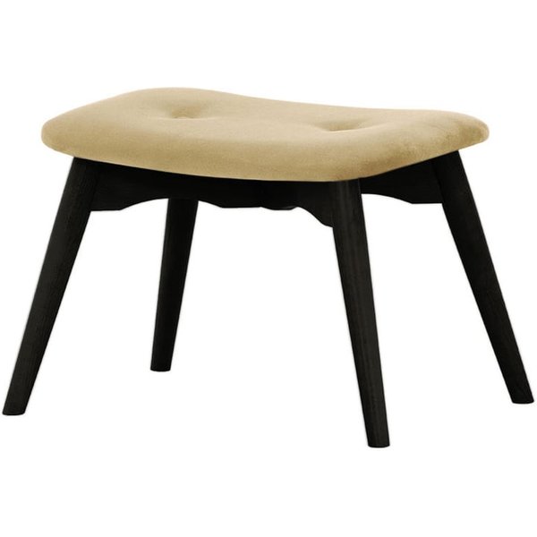 Ducon Velvet Footstool, beige, Leg colour: black
