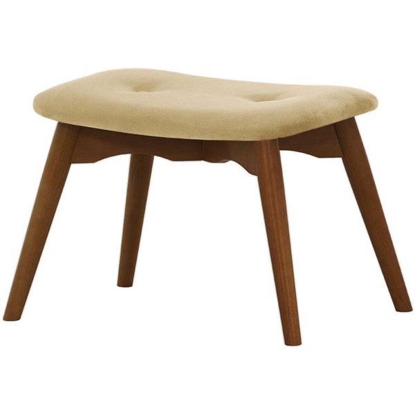 Ducon Velvet Footstool, beige, Leg colour: dark oak