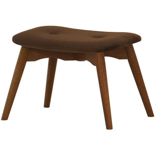 Ducon Velvet Footstool, brown, Leg colour: dark oak