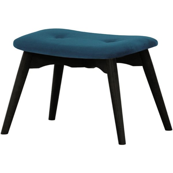 Ducon Velvet Footstool, navy blue, Leg colour: black