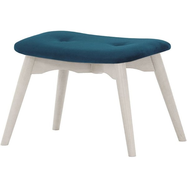 Ducon Velvet Footstool, navy blue, Leg colour: white