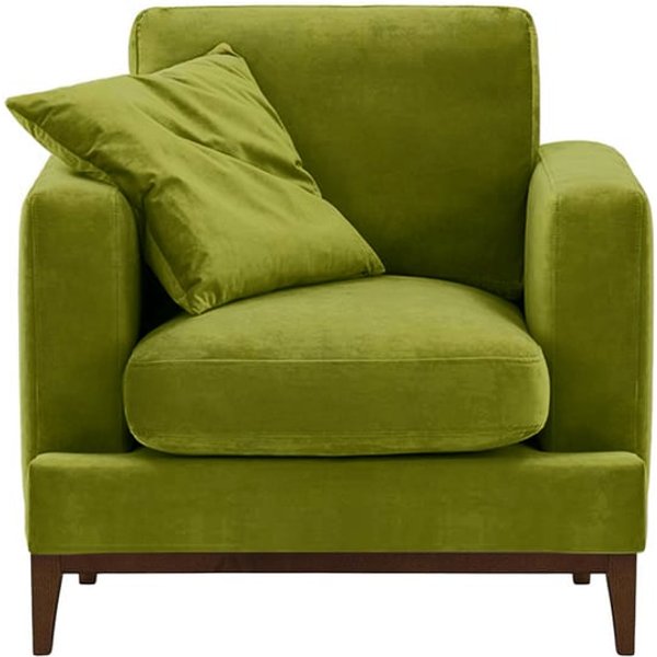 Covex Wood Armchair, olive green, Leg colour: dark oak