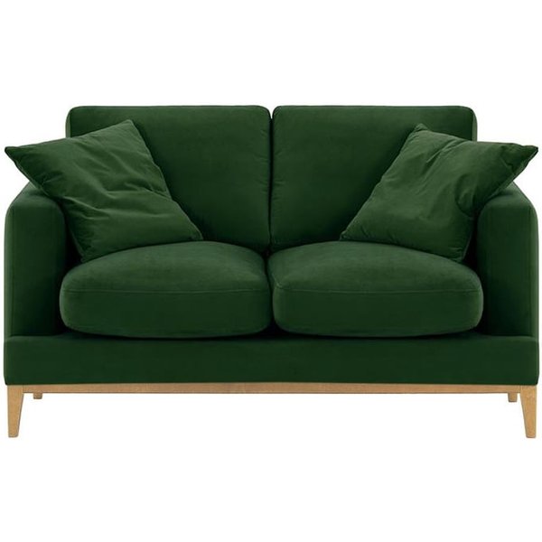 Covex Wood 2 Seater Sofa, dark green, Leg colour: like oak