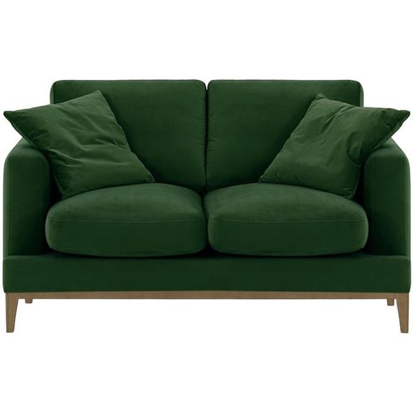 Covex Wood 2 Seater Sofa, dark green, Leg colour: wax black