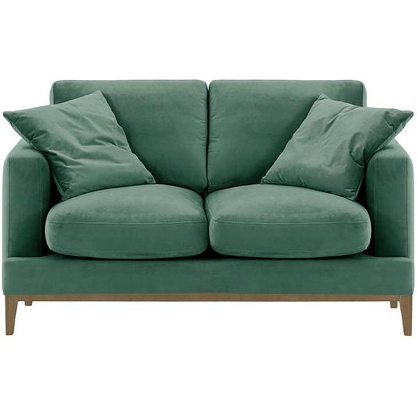 Covex Wood 2 Seater Sofa, dirty blue, Leg colour: wax black