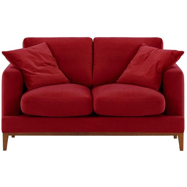 Covex Wood 2 Seater Sofa, dark red, Leg colour: aveo