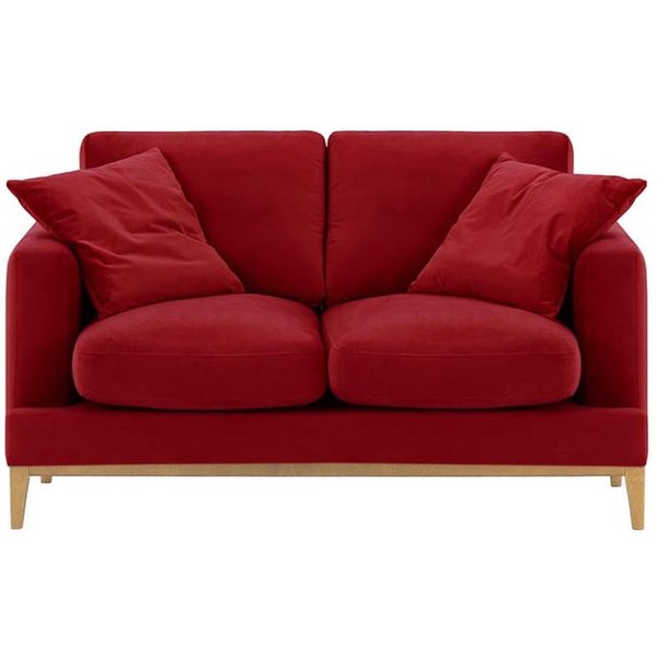 Covex Wood 2 Seater Sofa, dark red, Leg colour: like oak