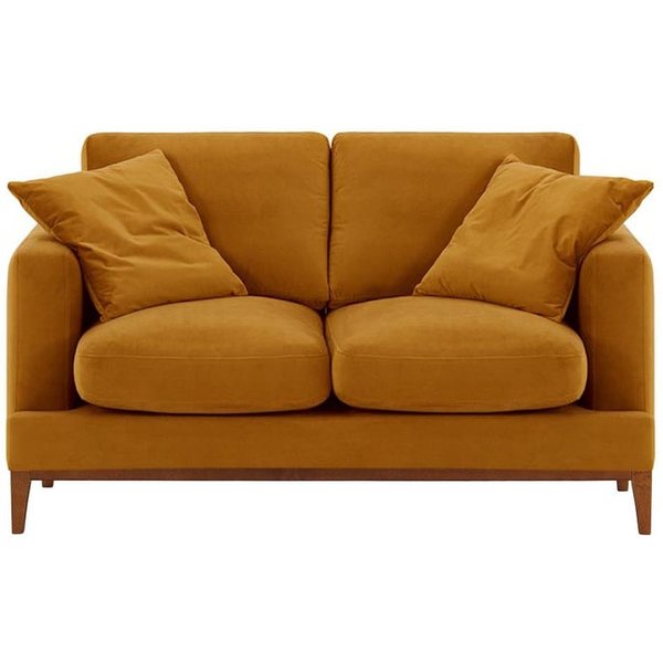 Covex Wood 2 Seater Sofa, mustard, Leg colour: aveo