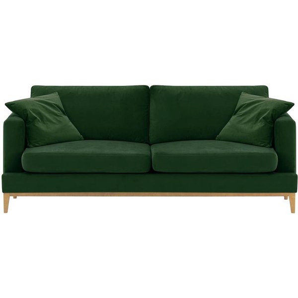 Covex Wood 3 Seater Sofa, dark green, Leg colour: like oak