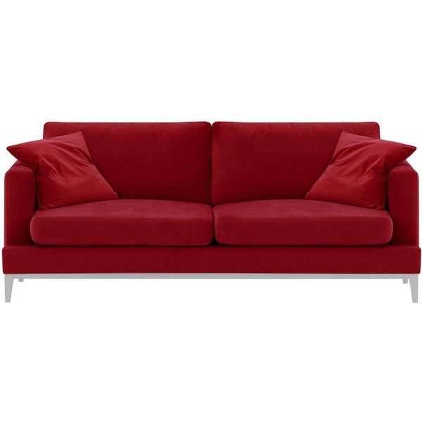 Covex Wood 3 Seater Sofa, dark red, Leg colour: white